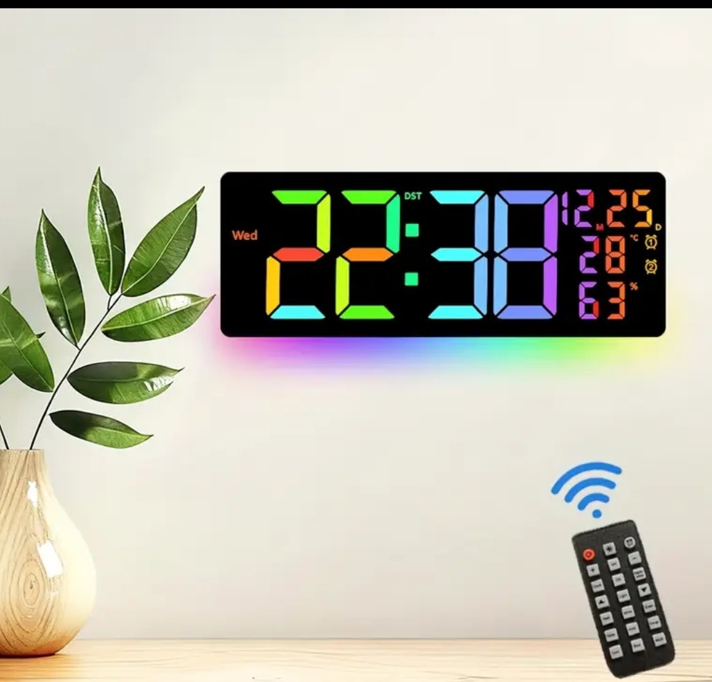 Digitálne hodiny nástenné RGB 42cm - 2