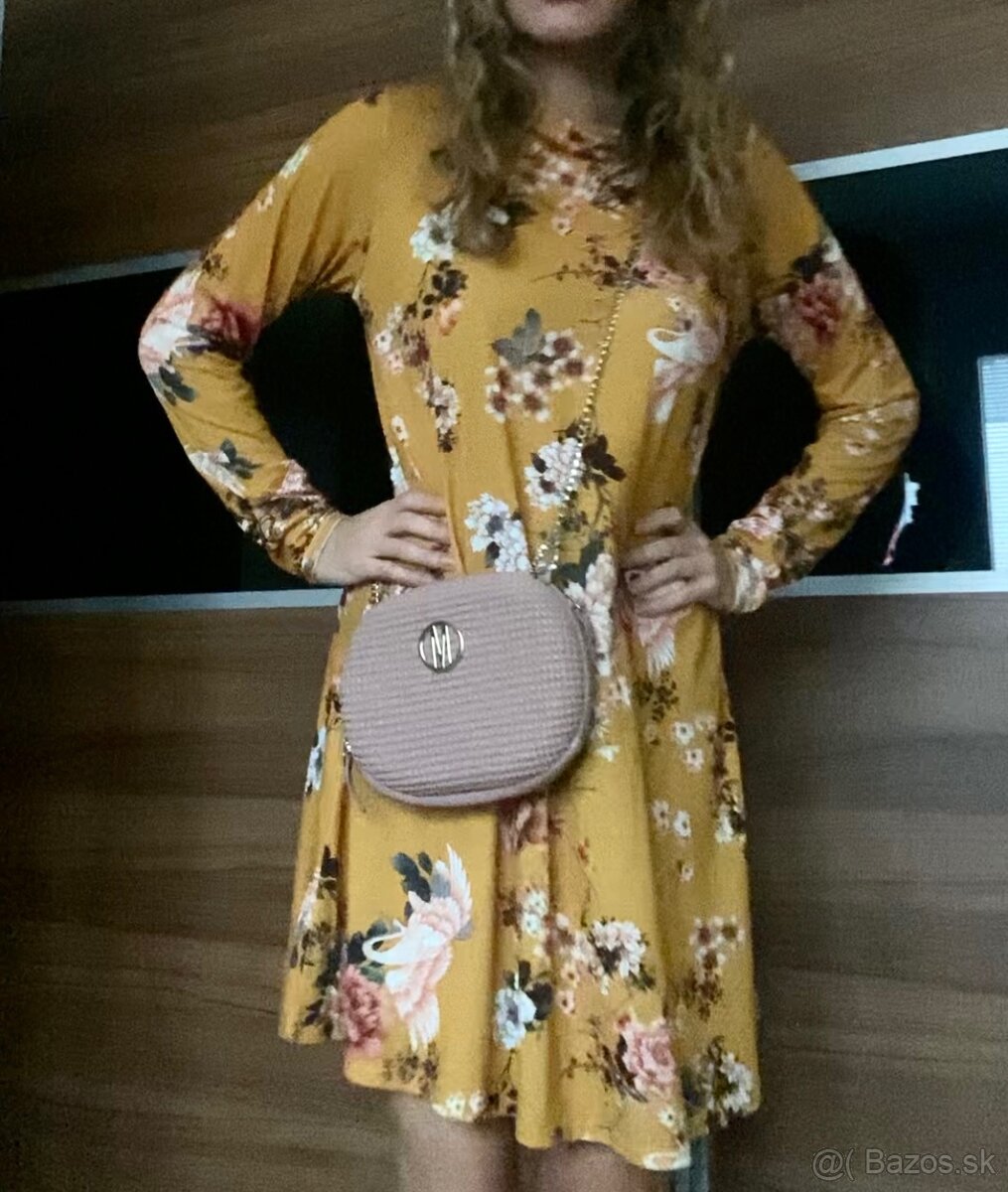 Dámske kvetované žlté šaty - 2