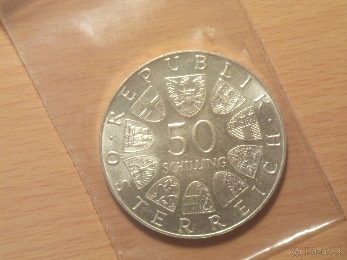 Rakúske 50 šilingy UNC/PROOF – Investičné striebro - 2