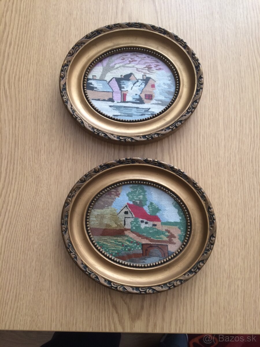 Gobelin ručne vyšívané obrazy 2ks - 2