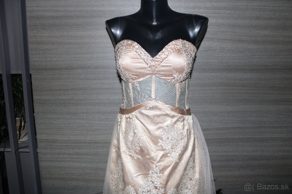 PAULA RICHI champagne šaty vel.XS - 2