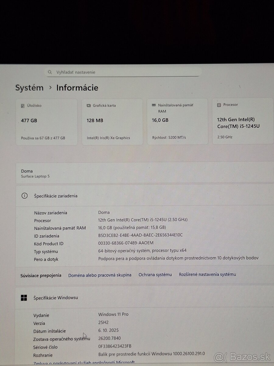 Predám Microsoft Surface Laptop 5 – TOP konfigurácia (16GB R - 2