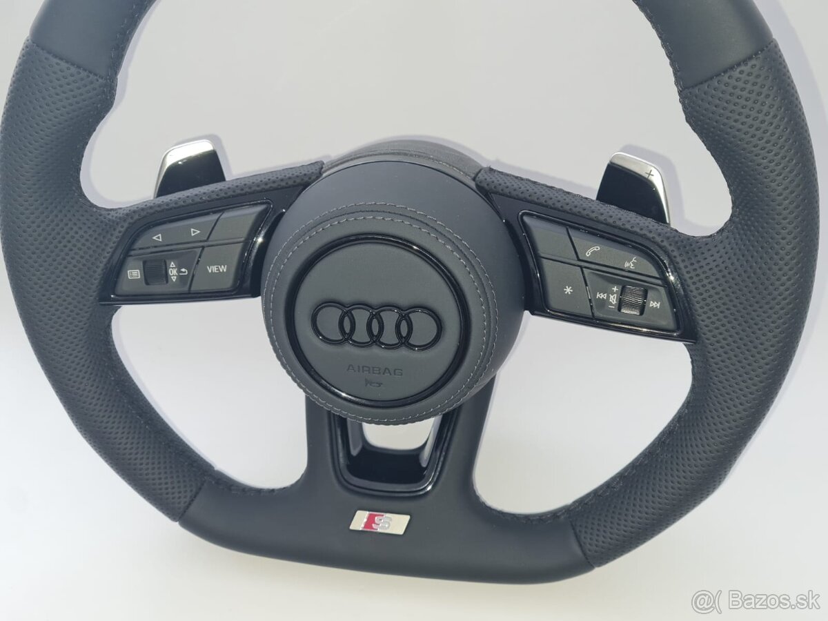 AUDI KOŽENÝ EXCLUSIVE VOLANT + AIRBAG + F1 PADLA CIERNA NITK - 2