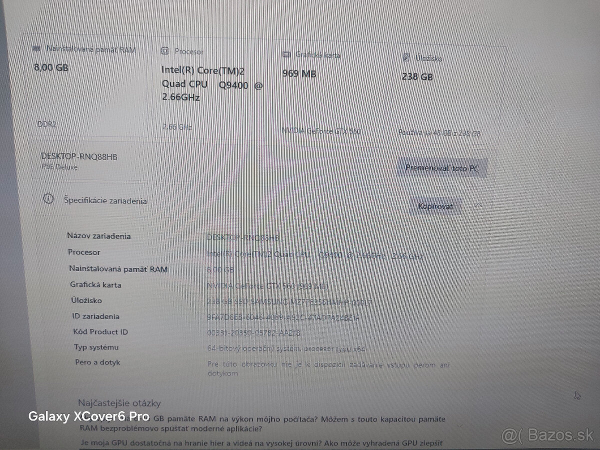 Predám PC Zostavu Intel Core 2 Quad Q9400 - 2