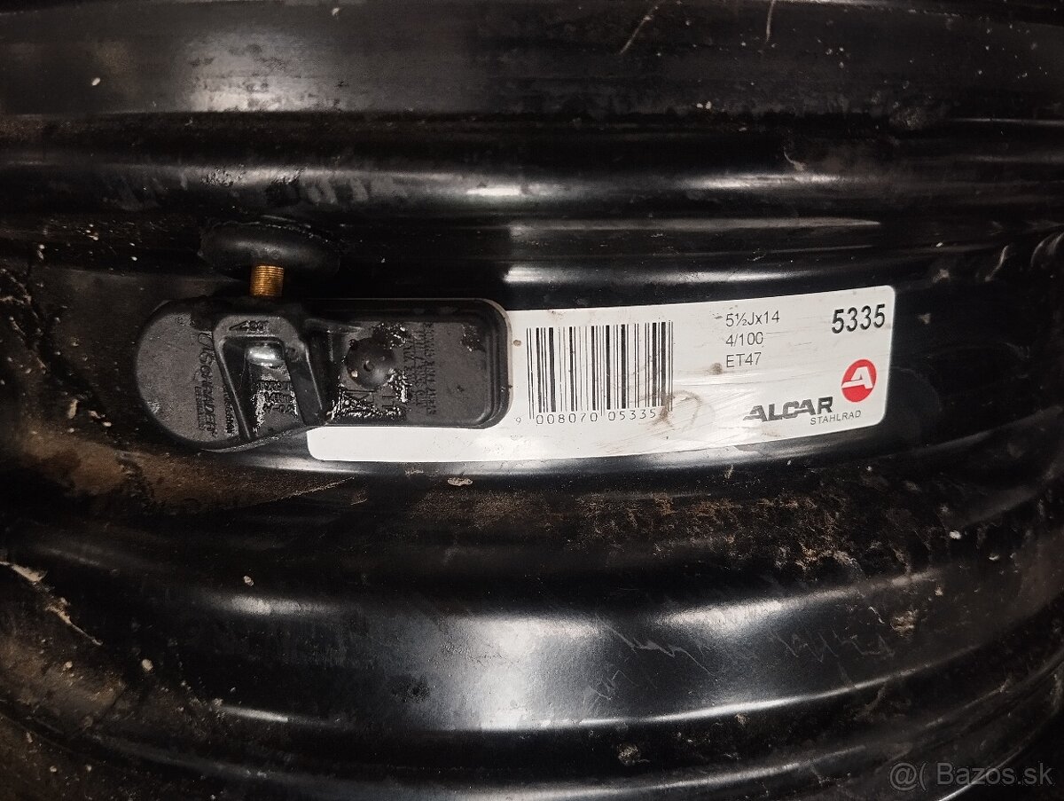 14"4x100 ET 47 ... snímače TPMS Hyundai i10 plechové disky - 2