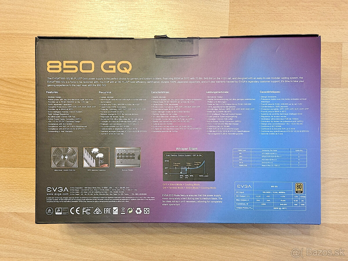 NOVÝ PC zdroj - EVGA Supernova 850GQ 850W (210-GQ-0850-V2) - 2