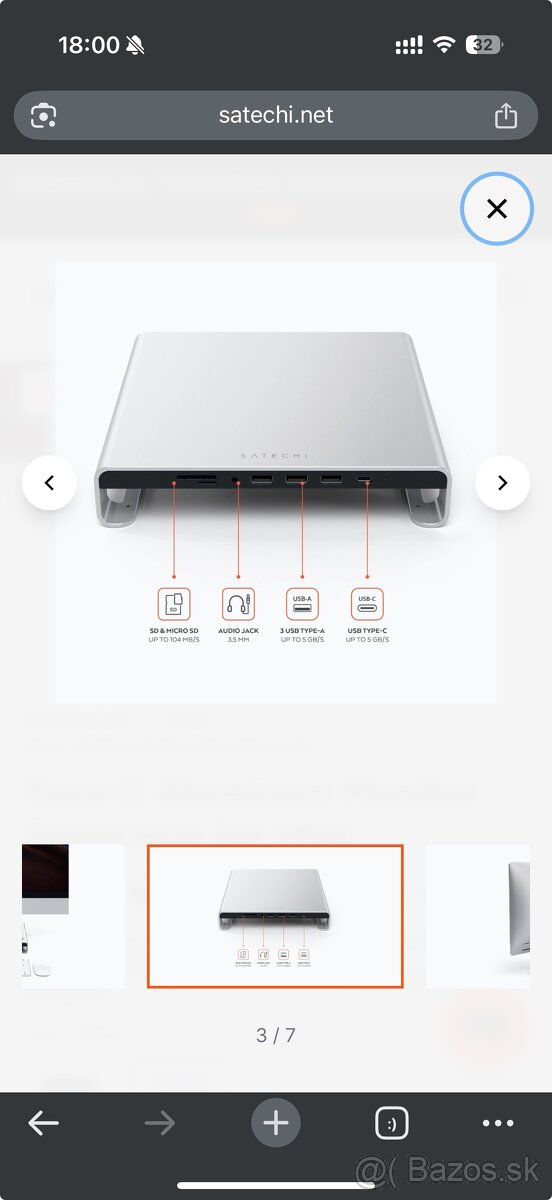 Satechi Aluminum Monitor Stand Hub for iMac – Silver - 2