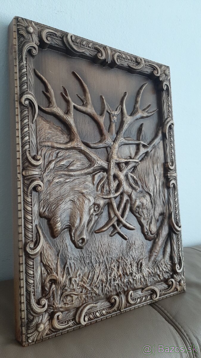 Drevený obraz Poľovnicke motivy 59×36cnhr.3cm - 2