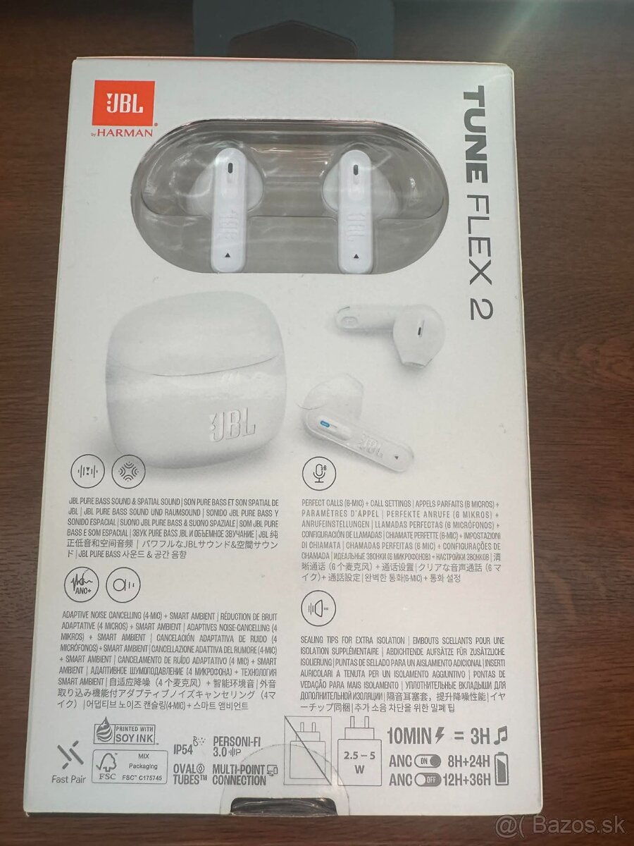Slúchadlá JBL Tune Flex 2 biele/výdrž 48 hod/Bluetooth 5.3 - 2