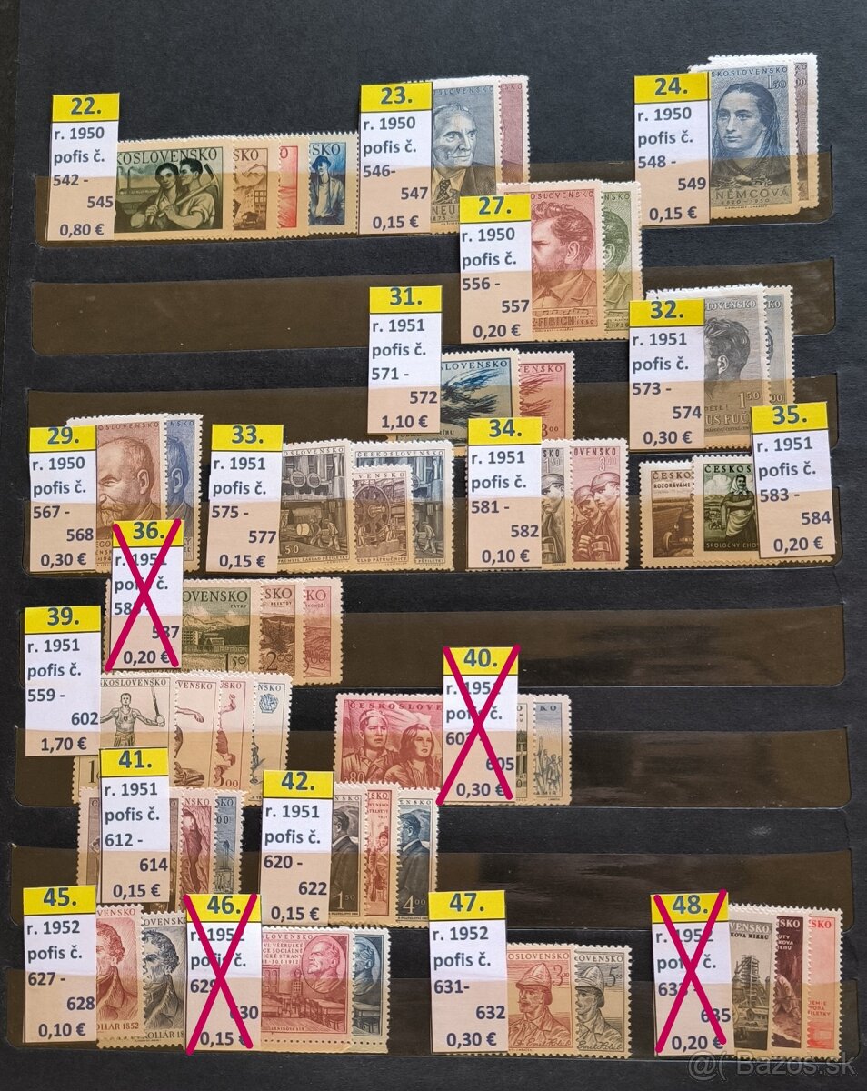 Poštové známky Českoslovemsko - série čisté - 2