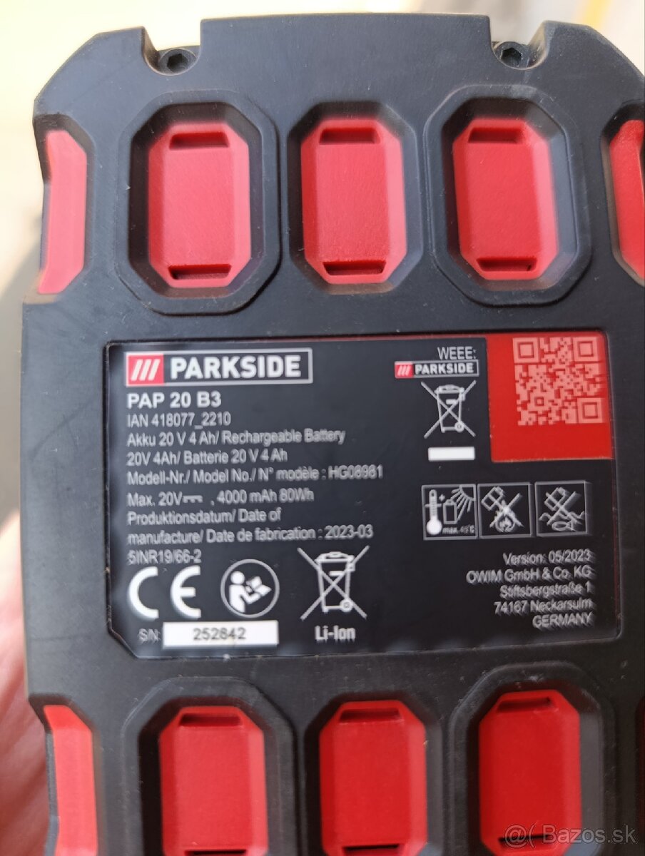 Predam baterie Parkside + nabijacka - 2