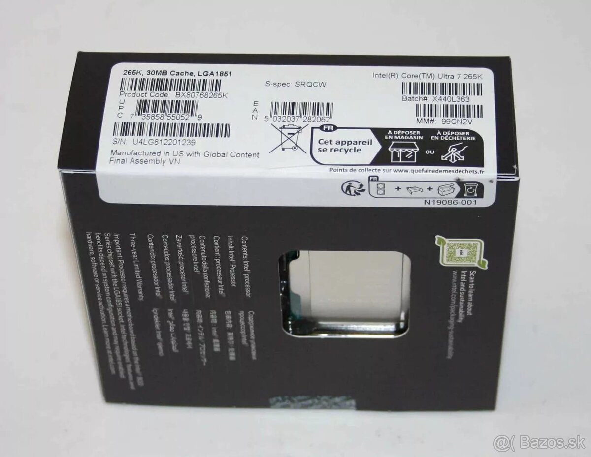 Nový CPU Intel Core Ultra 7 265K se zárukou - 2