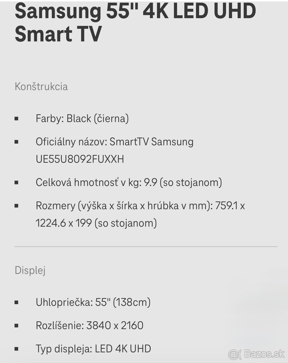 Predám televizor Samsung 55” + tablet Galaxy S10 lite 128gb. - 2
