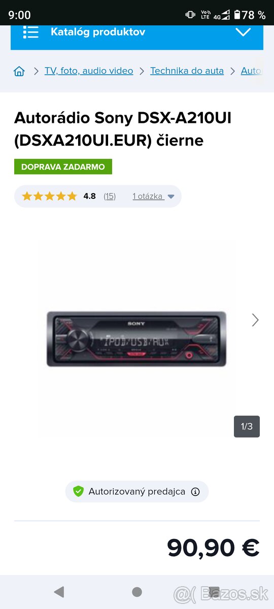 Predám autorádio Sony DSX-A210UI - 2