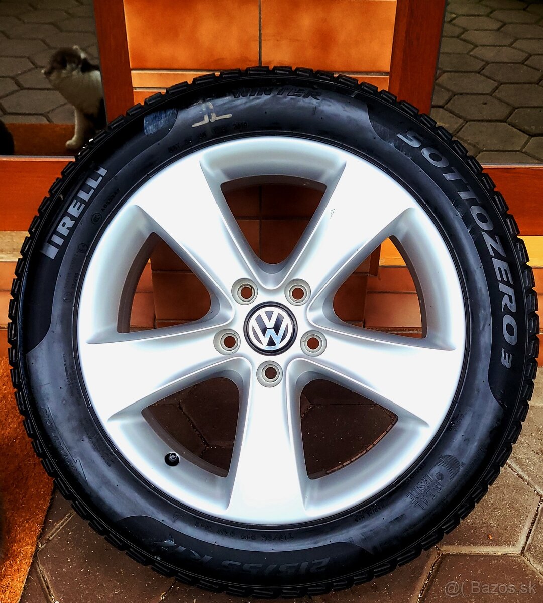 alu R17 5x112 orig. VW + zimné pneu 215/55, Passat + Superb - 2
