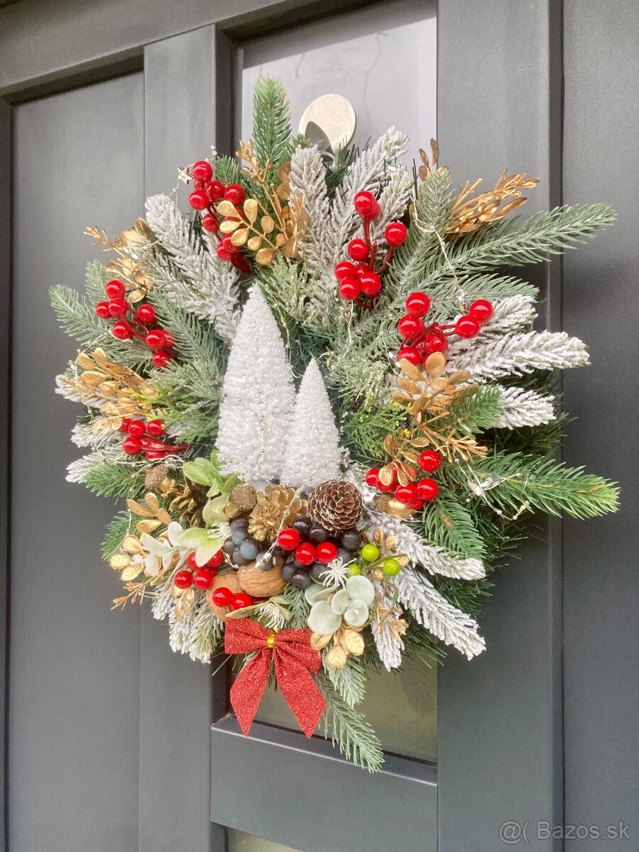 Vianočný veniec na dvere s LED podsvietením vianočný dekor - 2