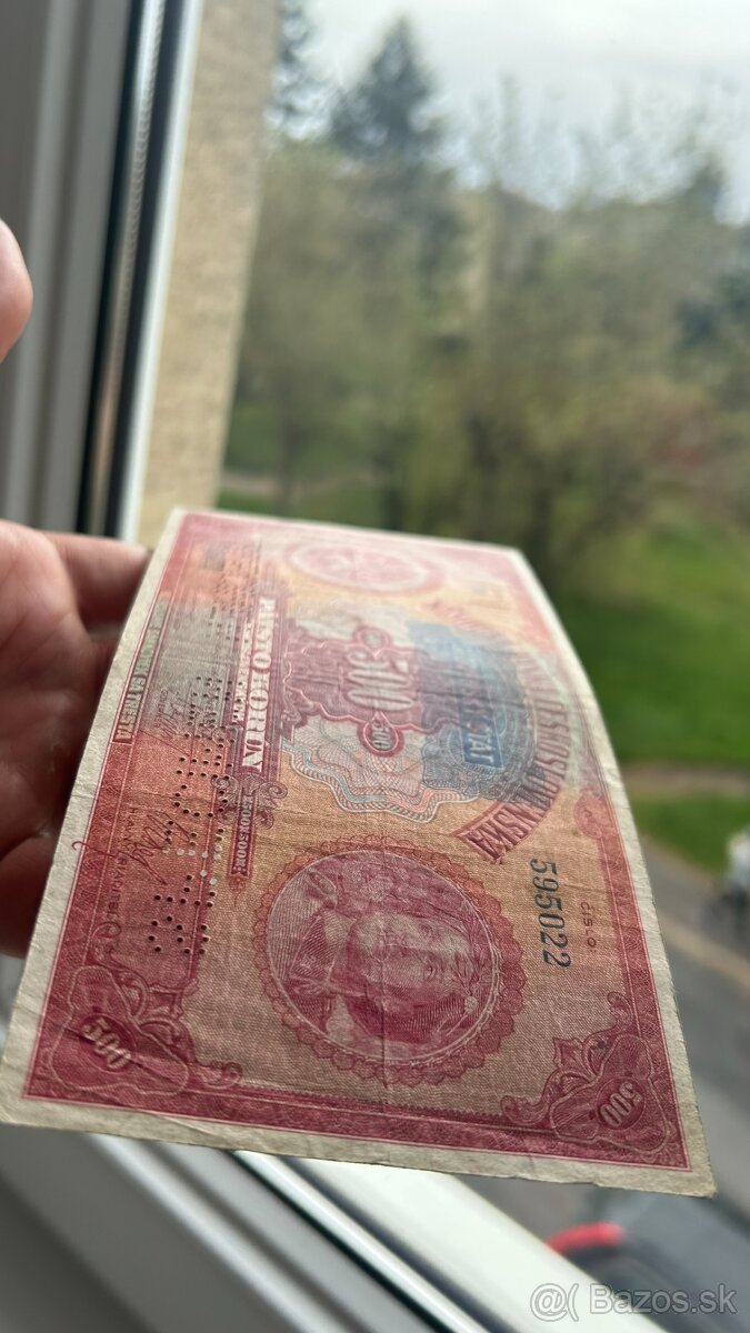 Bankovky Slovenský štát 500Kč 1929/39 Pretlač - 2