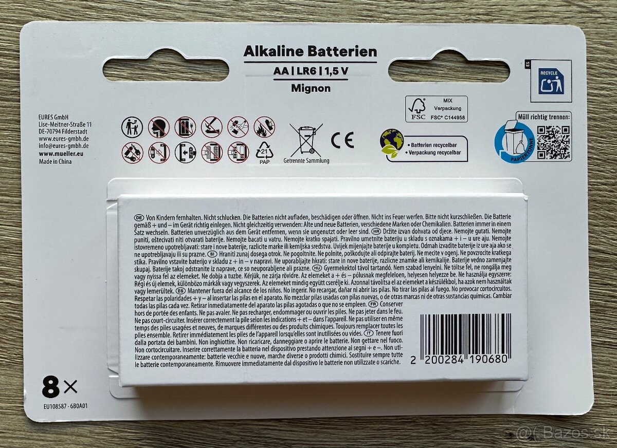 "NOVÉ"ONYX AA Alkaline Batérie 8 ks (1,5 V LR6)za 2EUR - 2