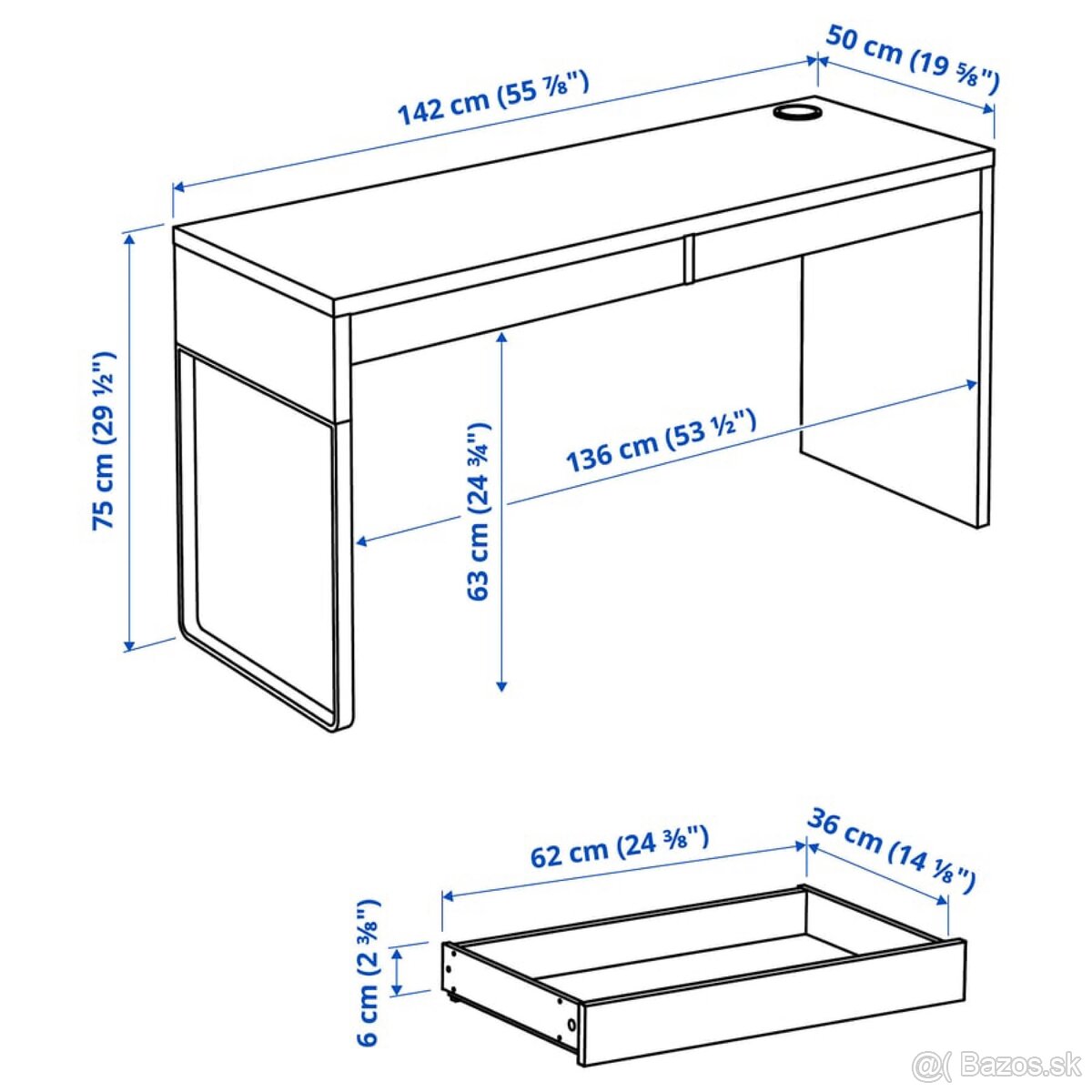 Kancelársky stôl IKEA Micke – biela - 2