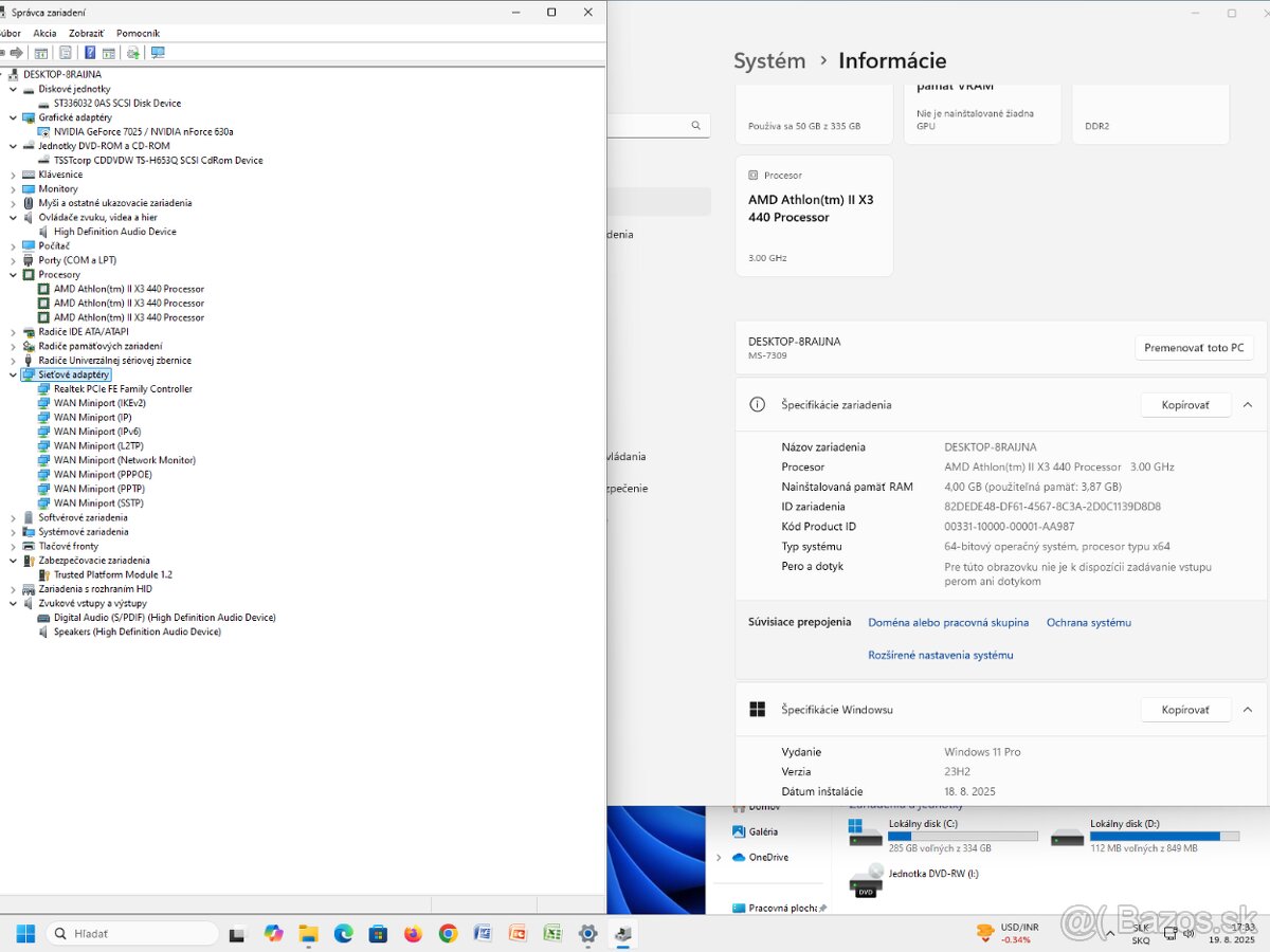 Predám starší pc z win 11 amd x3 4 gb ram 360 gb hdd - 2