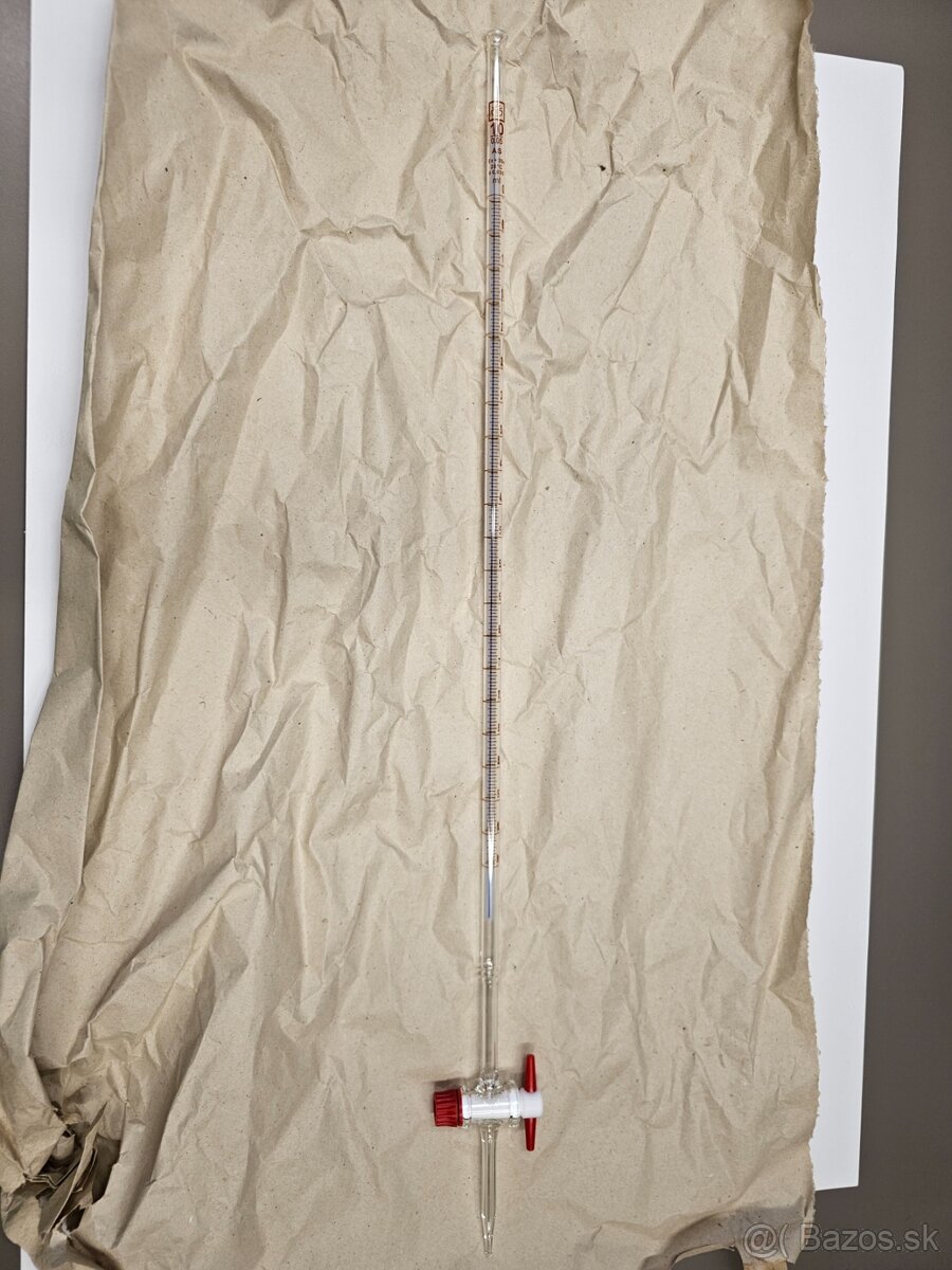 Byreta 10 ml, priamy kohútik PTFE, trieda A - 2