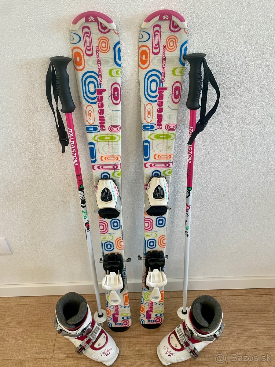 detske lyze 100cmm , lyziarky , palicky, viazanie - 2