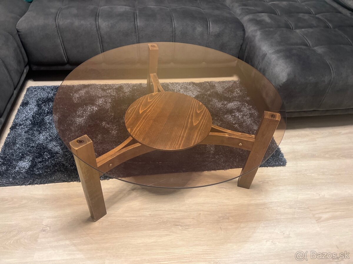 Konferenčný stolík tmavohnedý 90cm priemer - 2