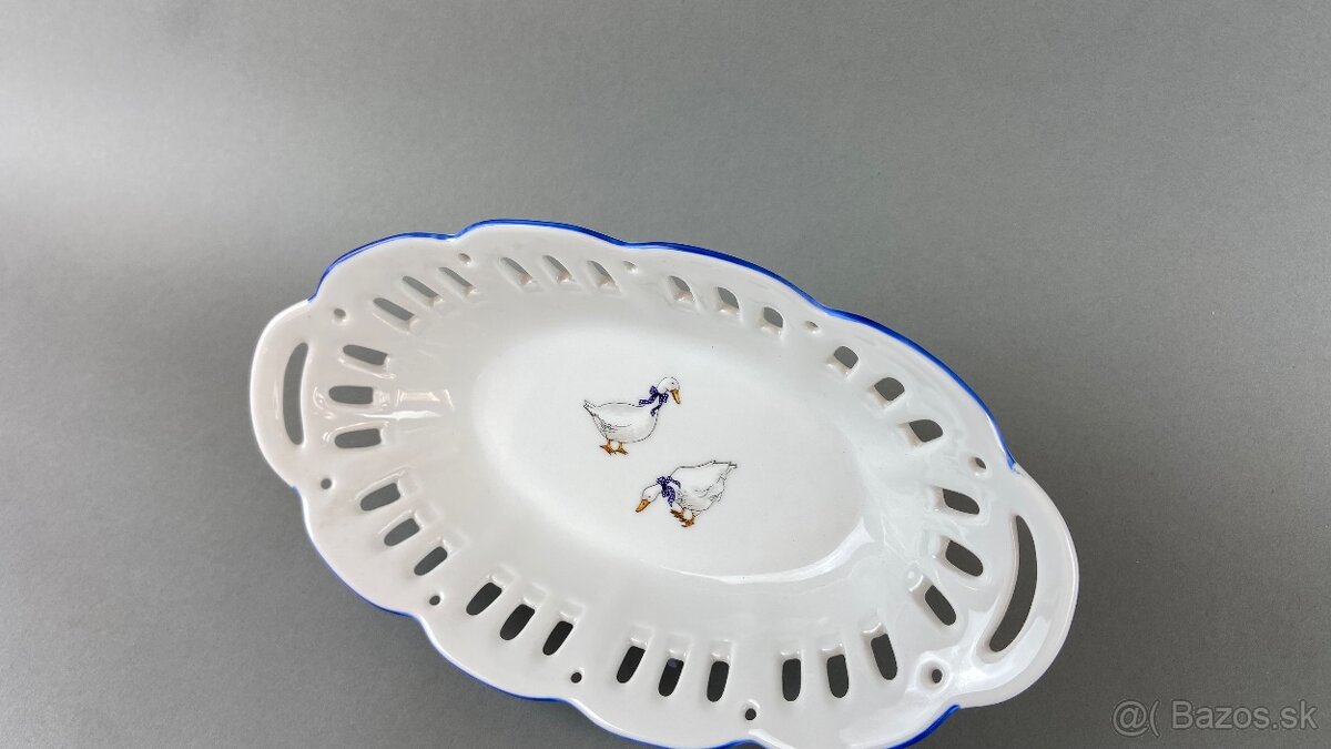 Košík husi prerezávaný Moritz Zdekauer český porcelán - 2