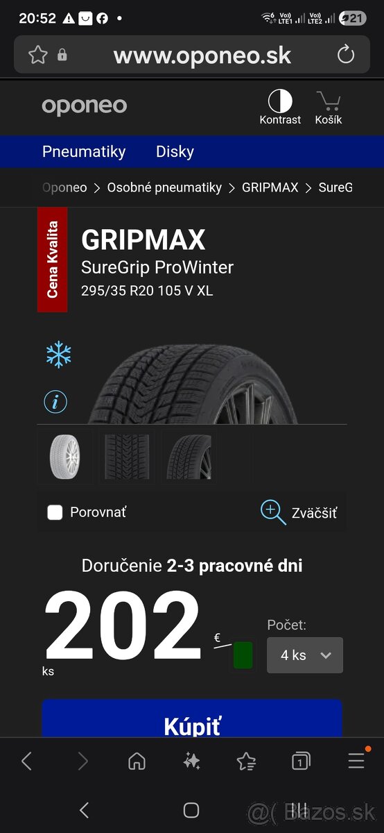2ks nové zimne pneumatiky 295/35 r20 dot2024 - 2
