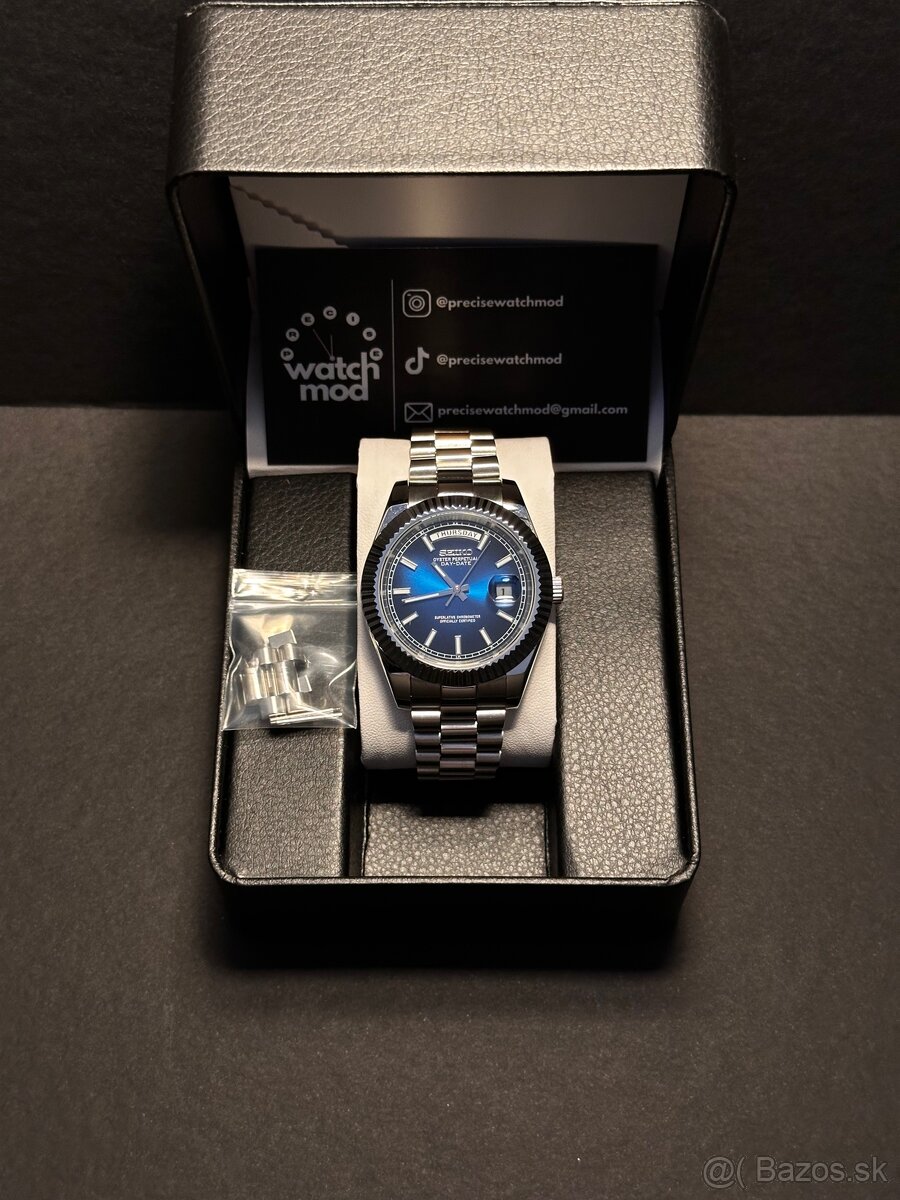 Seiko mod Day-Date Blue Black - 2