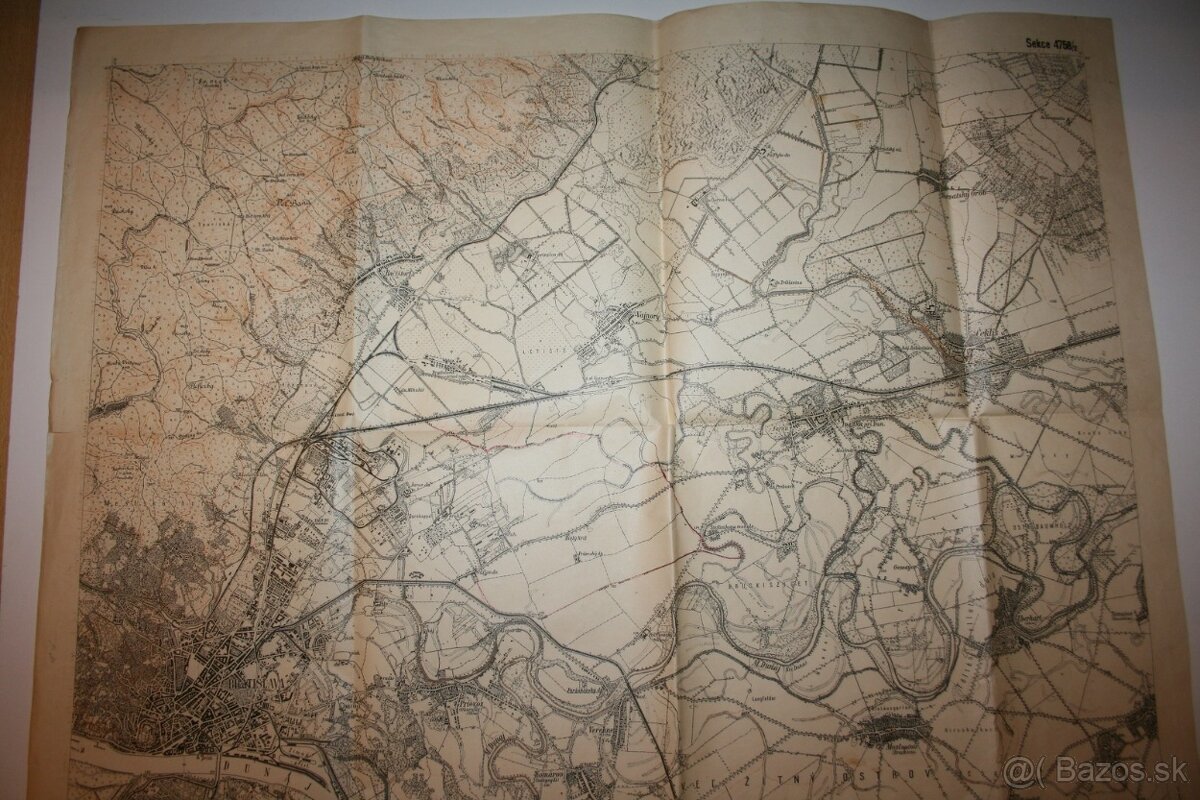 Takmer 100 ročná mapa Bratislavy s okolím - 2