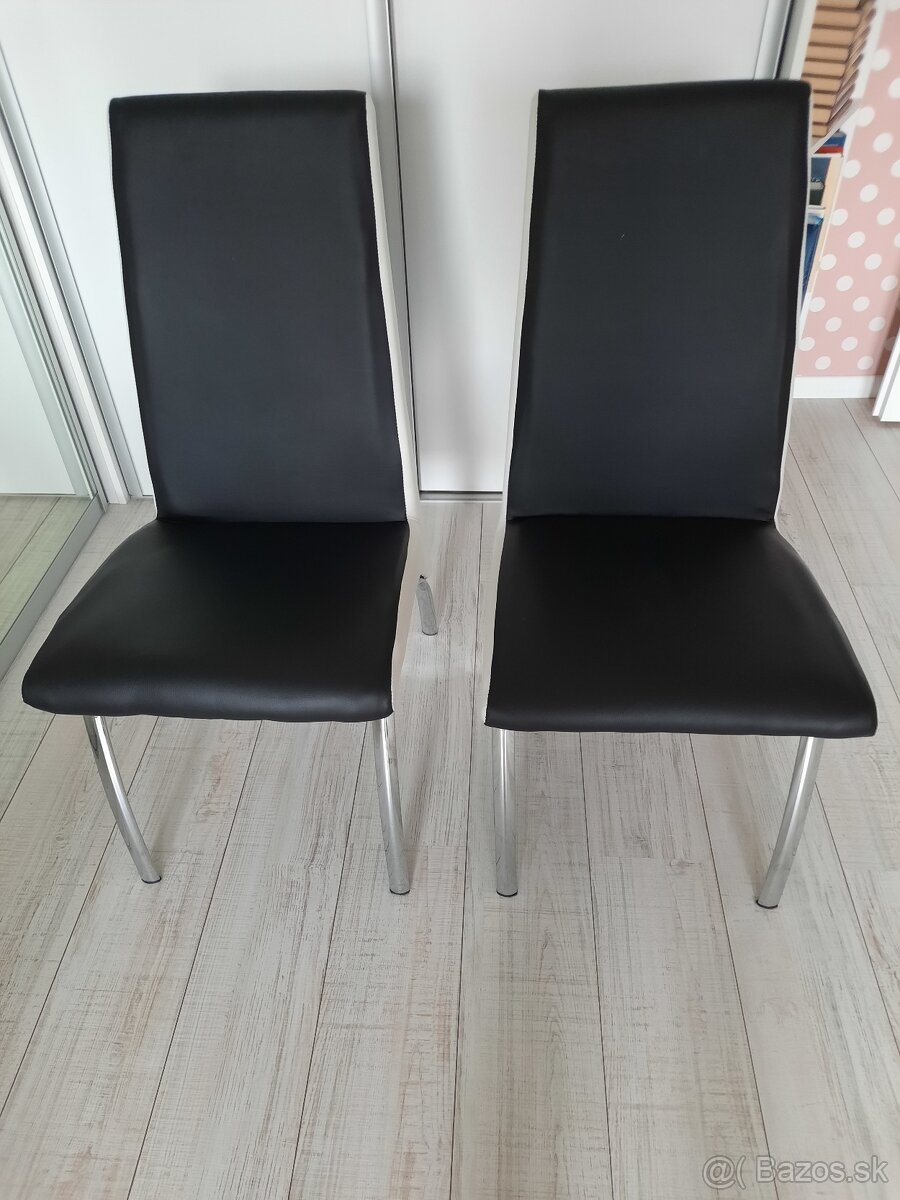 Predám 2 stoličky, chróm + ekokoža - 2