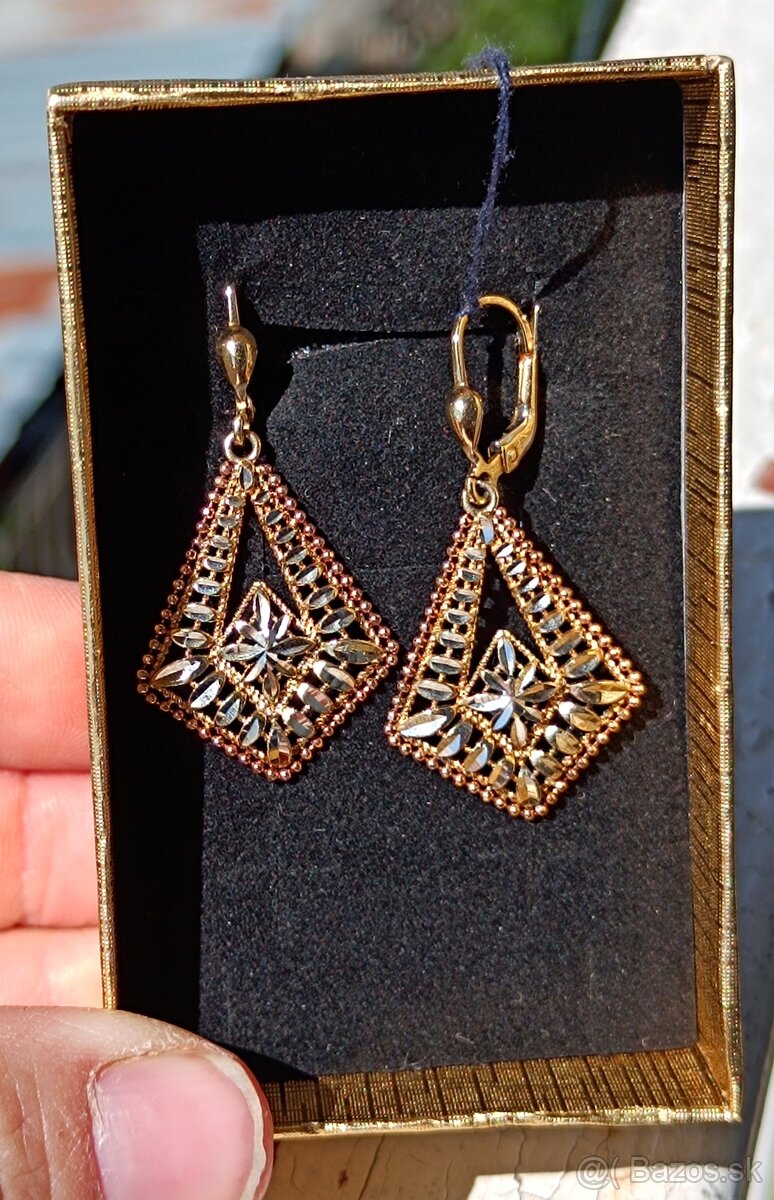 Extravagantné zlaté náušnice 585 - 2