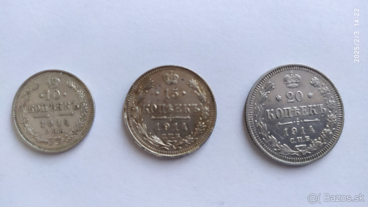 Strieborné cárske kopejky - 2