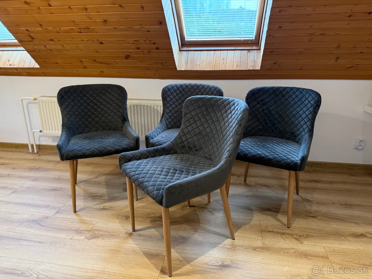 Jedálenská stolička PEBRINGE zamat sivá/prírodný dub - 2