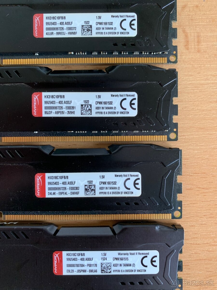 4x DDR3-1866 RAM Kingston HyperX Fury 8GB - 2