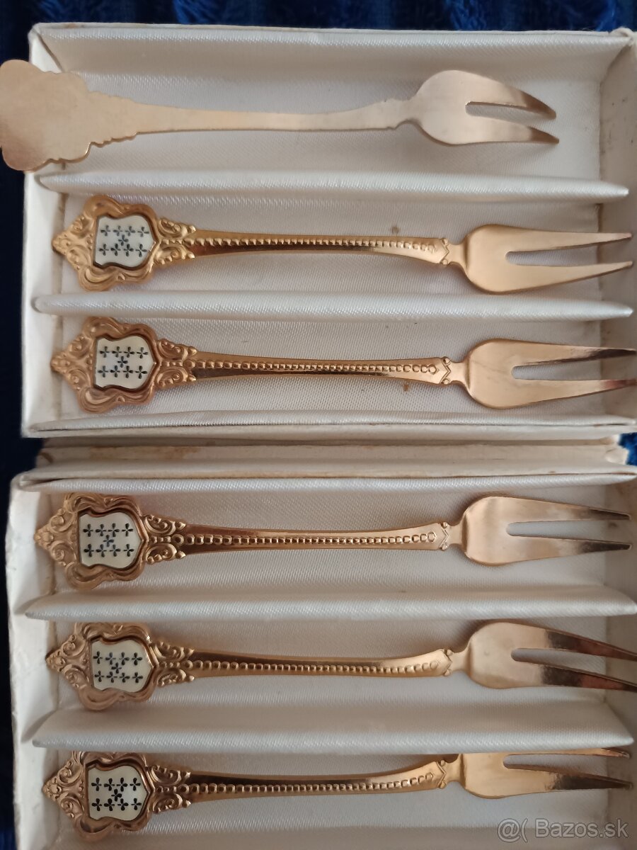 Pozlátené dezertné vidličky, 6 ks v krabičke - 2