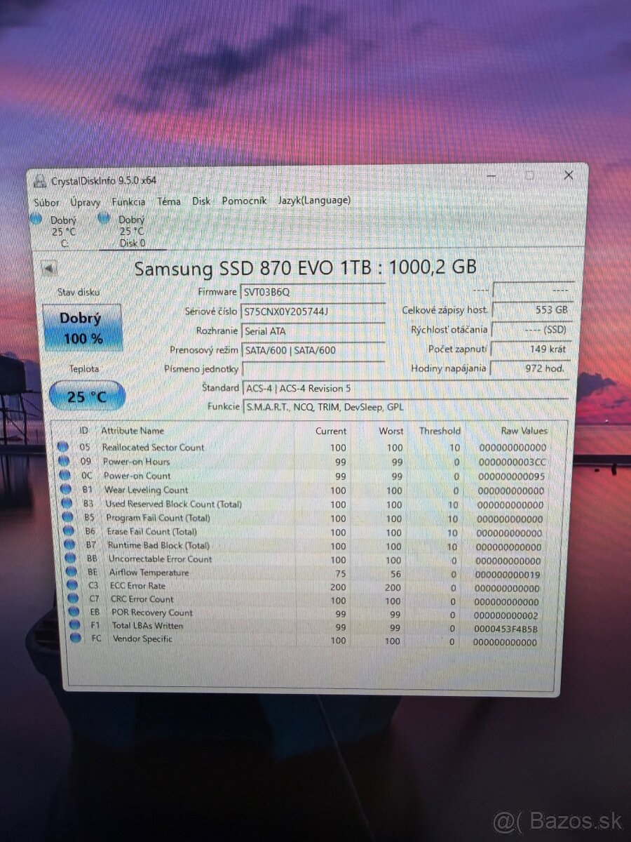 Samsung SSD 870EVO 1TB 2,5” - 2