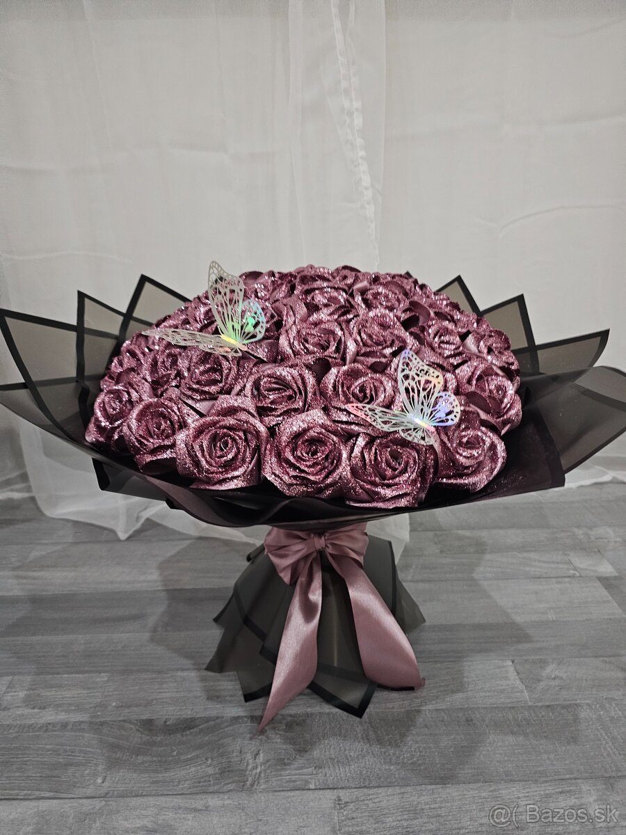 Večná kytica z 51 saténových ruží - 2