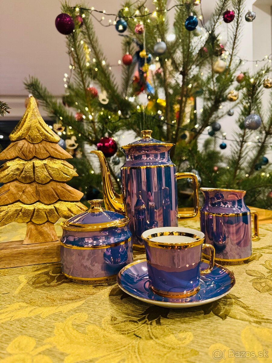 Retro fialová porcelánová súprava Valaská Belá - 2