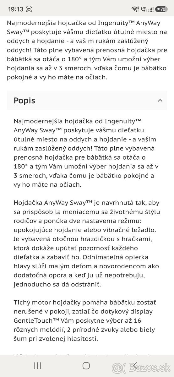 Hojdačka vibrujúca s melódiou - 2