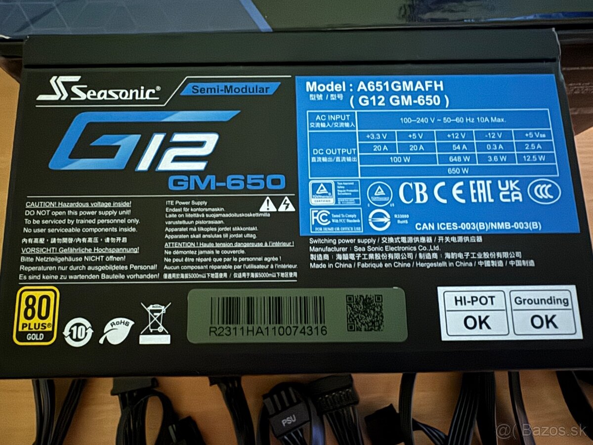 Predám zdroj SEASONIC 650W G12 GM-650, 80+ GOLD - 2