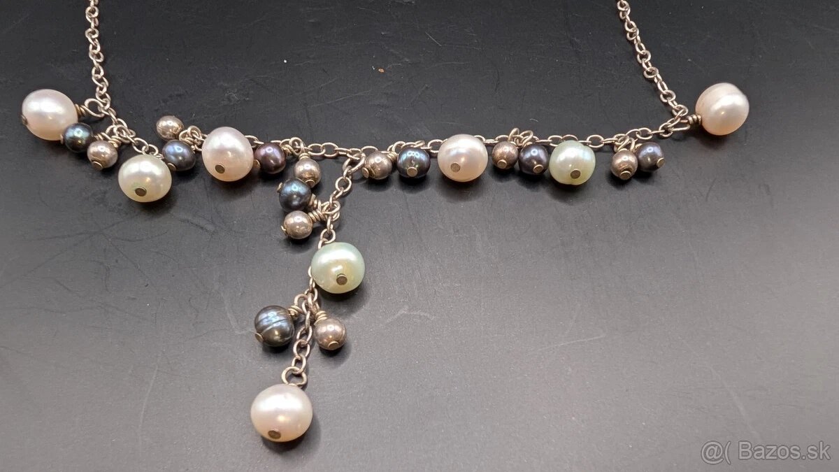 Predam strieborny nahrdelnik s pravymi perlami - 2