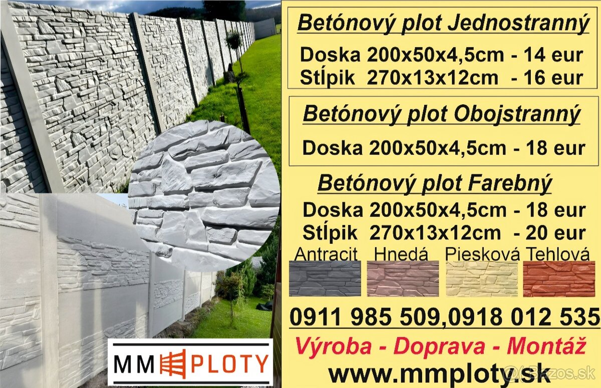 Betónový plot , Podhrabové dosky, 3D Panely - 2