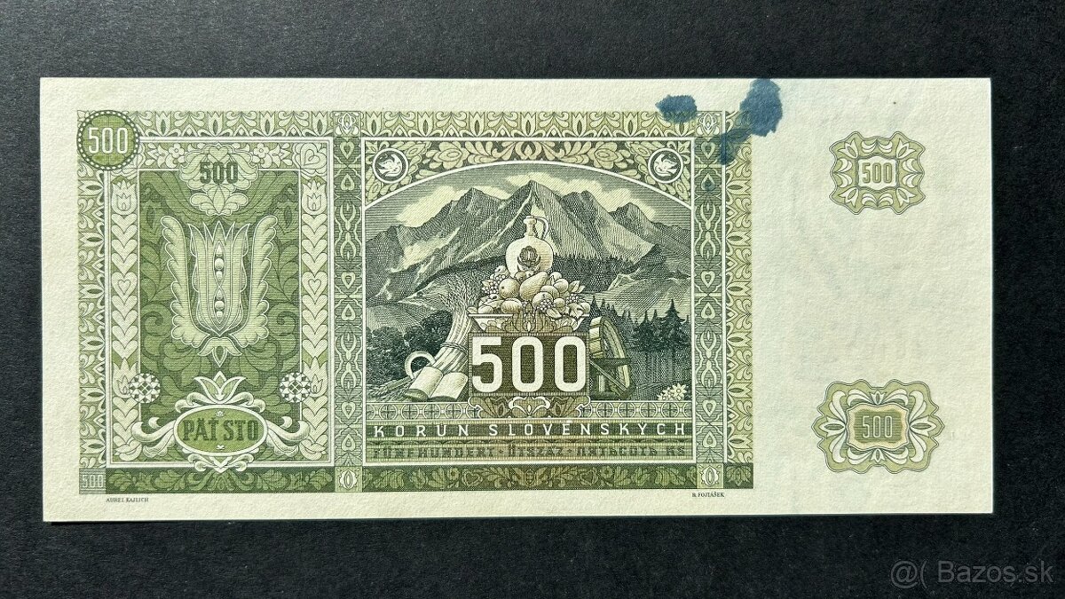 Bankovky .ČSR Jánošík neperforovaný kolok aunc - 2