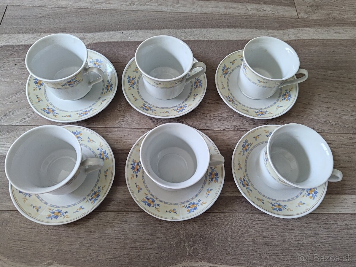 Retro sady na kavu - 6 tanierikov a 6 salok - 2