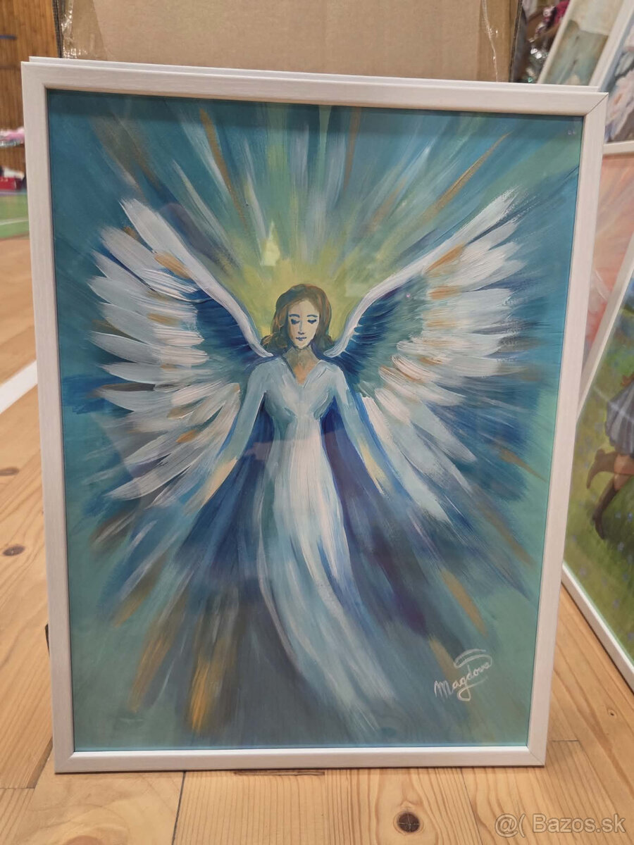 Akryl na akvarelovom papieri, ramik 30x40cm, motív : Anjel 2 - 2