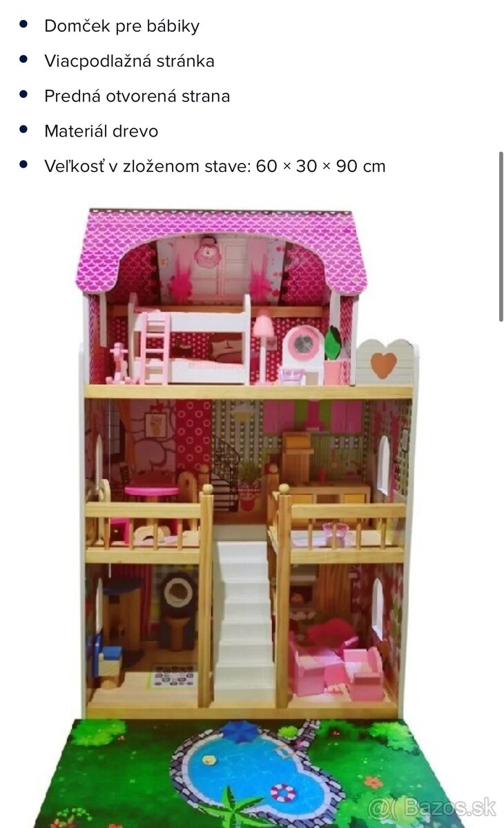Domček pre bábiky - drevený - 2