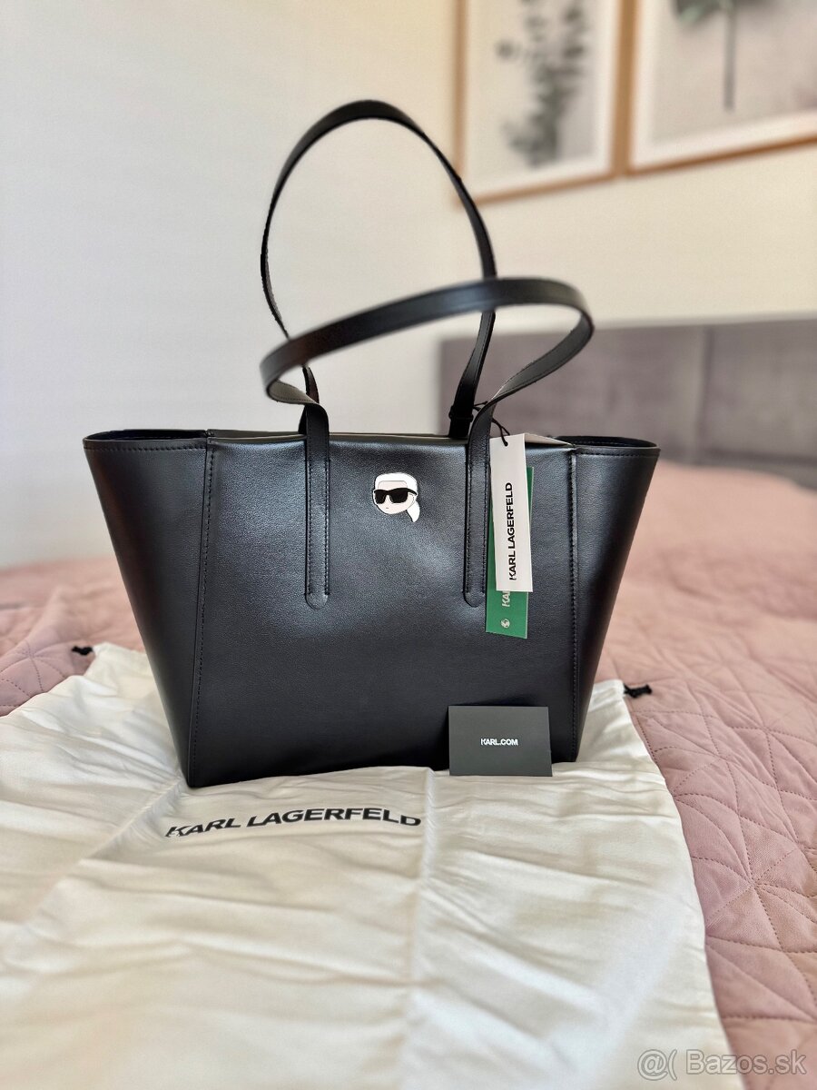 KABELKA KARL LAGERFELD K/IKONIK 2.0 LEATHER TOTE PIN BLACK - 2