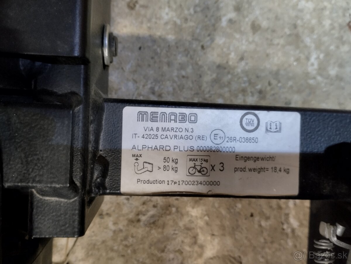 Predám nosič bicyklov na ťažné Menabo Alphard - 2